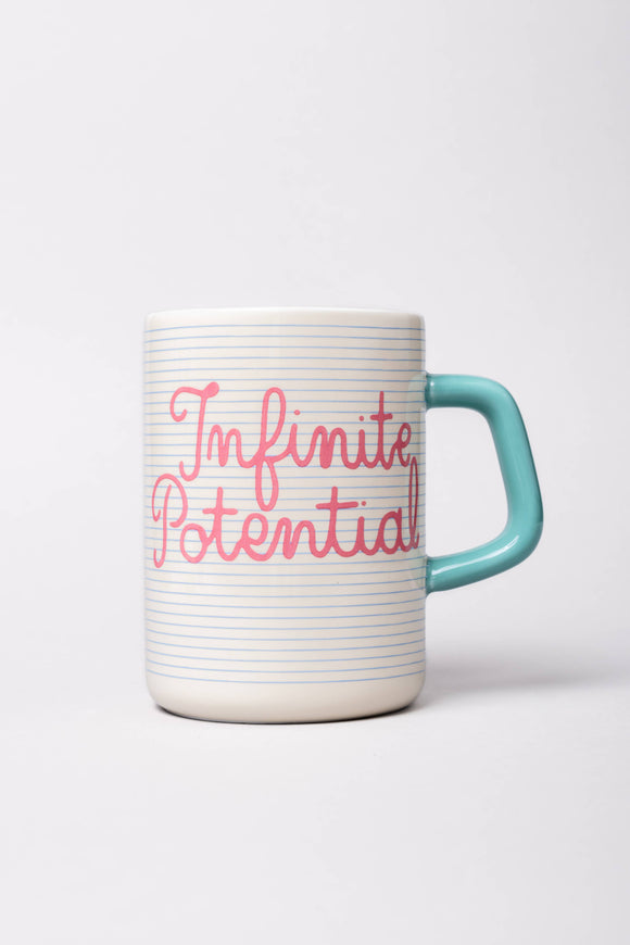 Mug with 'Infinite Potential' text on a white background