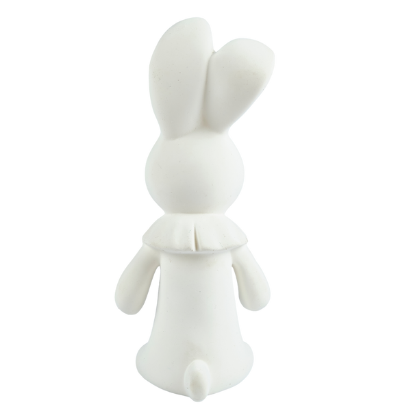 White rabbit plush toy on a white background