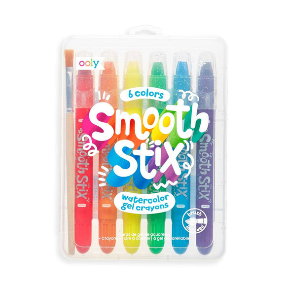 Set of Ooly Smooth Stix watercolor gel crayons in a clear packaging on a white background