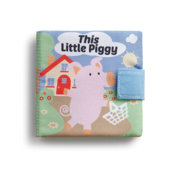 Children's book titled 'This Little Piggy' with a cartoon pig and house illustration on a white background.