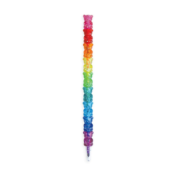 Colorful pen with a rainbow design on a white background