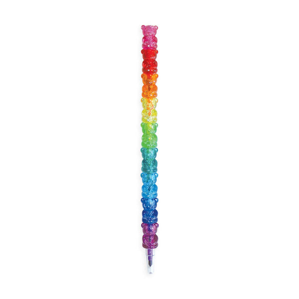 Colorful pen with a rainbow design on a white background