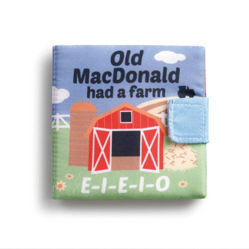Children's book titled 'Old MacDonald had a farm' with a barn illustration on a white background.