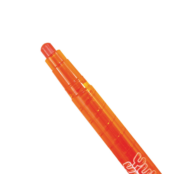 Orange crayon on a white background