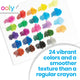 Set of colorful crayon textures with ooly branding on a white background