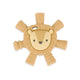 Tan lion silicone Ritzy Teether. There are 7 different textured spikes coming off of its mane and a hole to attach a string or strap.