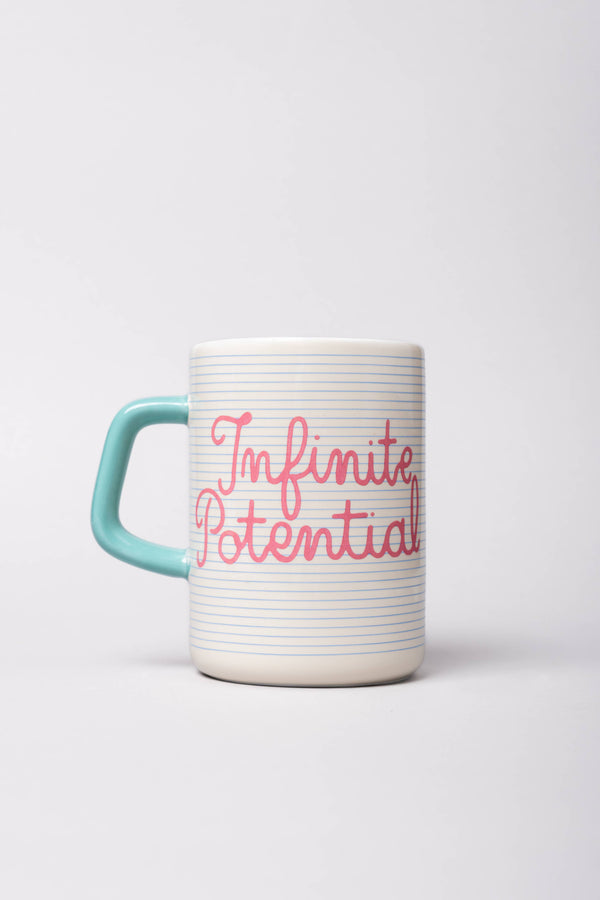Mug with 'Infinite Potential' text on a white background
