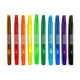 Set of colorful crayons with visible brand name on a white background