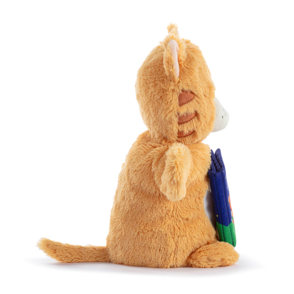 Plush cat toy with a white background