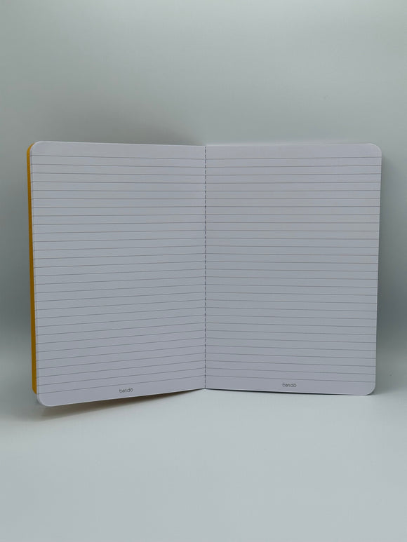 The white, lined pages on the inside of the Ban-do fruity notebooks.