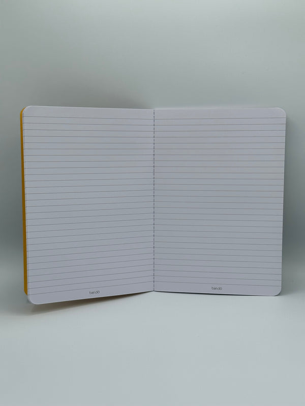 The white, lined pages on the inside of the Ban-do fruity notebooks.